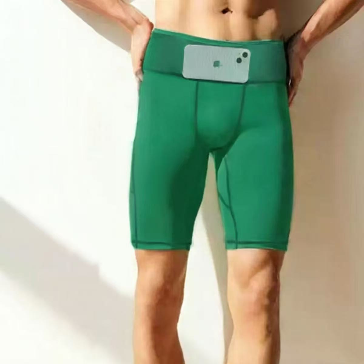 Outdoor Sport Leggings - Herren-Marathon-Laufshorts mit Hüfttasche, Kompressions-Tights für Männer,